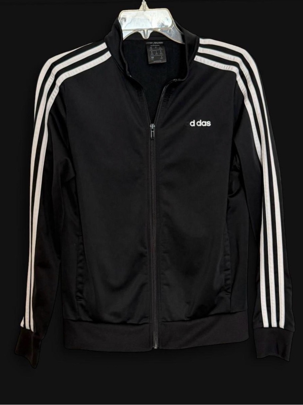 Adidas Black 3 Stripe Track Jacket Full Zip Athletic Jacket Women’s Medium